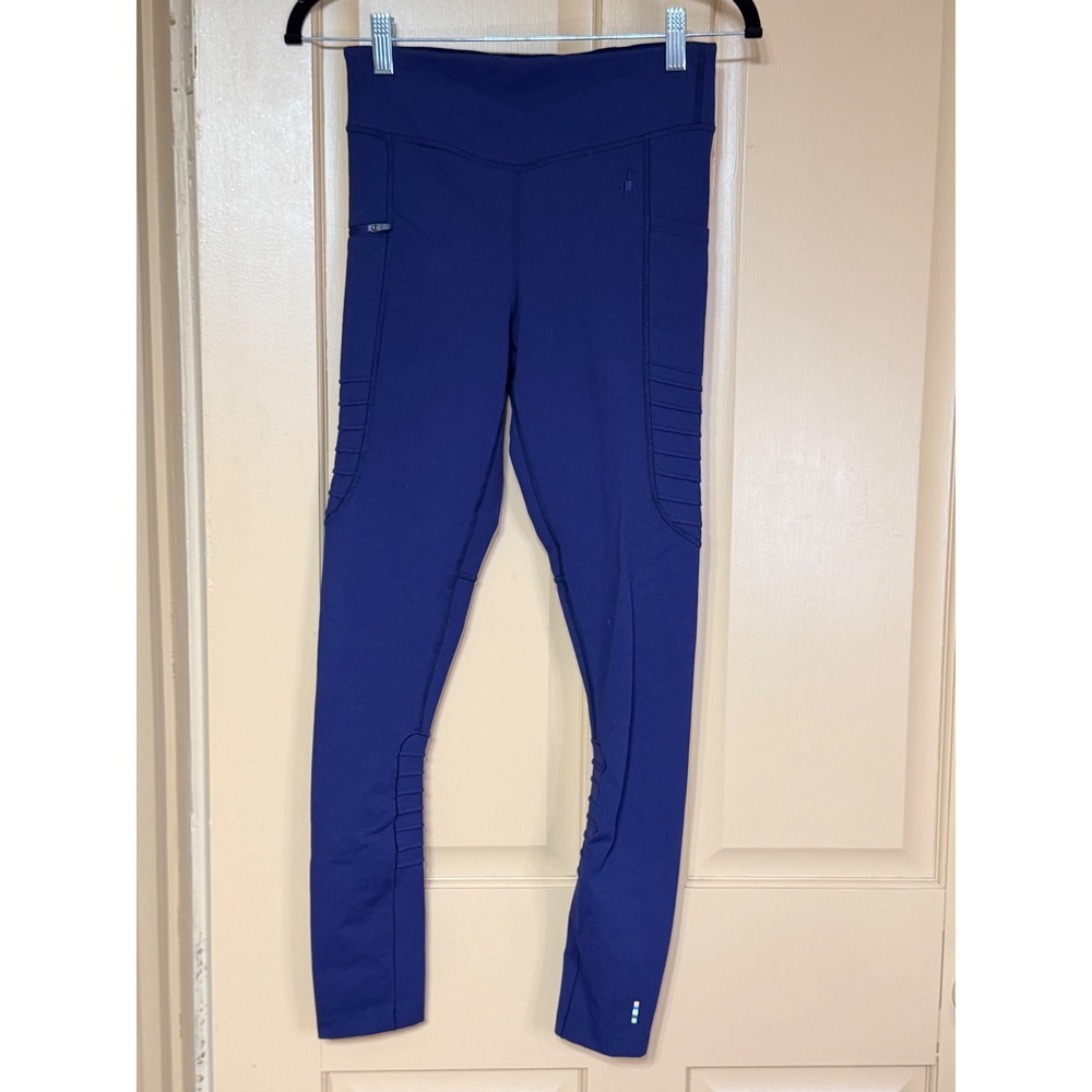 Smartwool Womens Intraknit Merino Wool Blend Moto Leggings Navy Blue Small